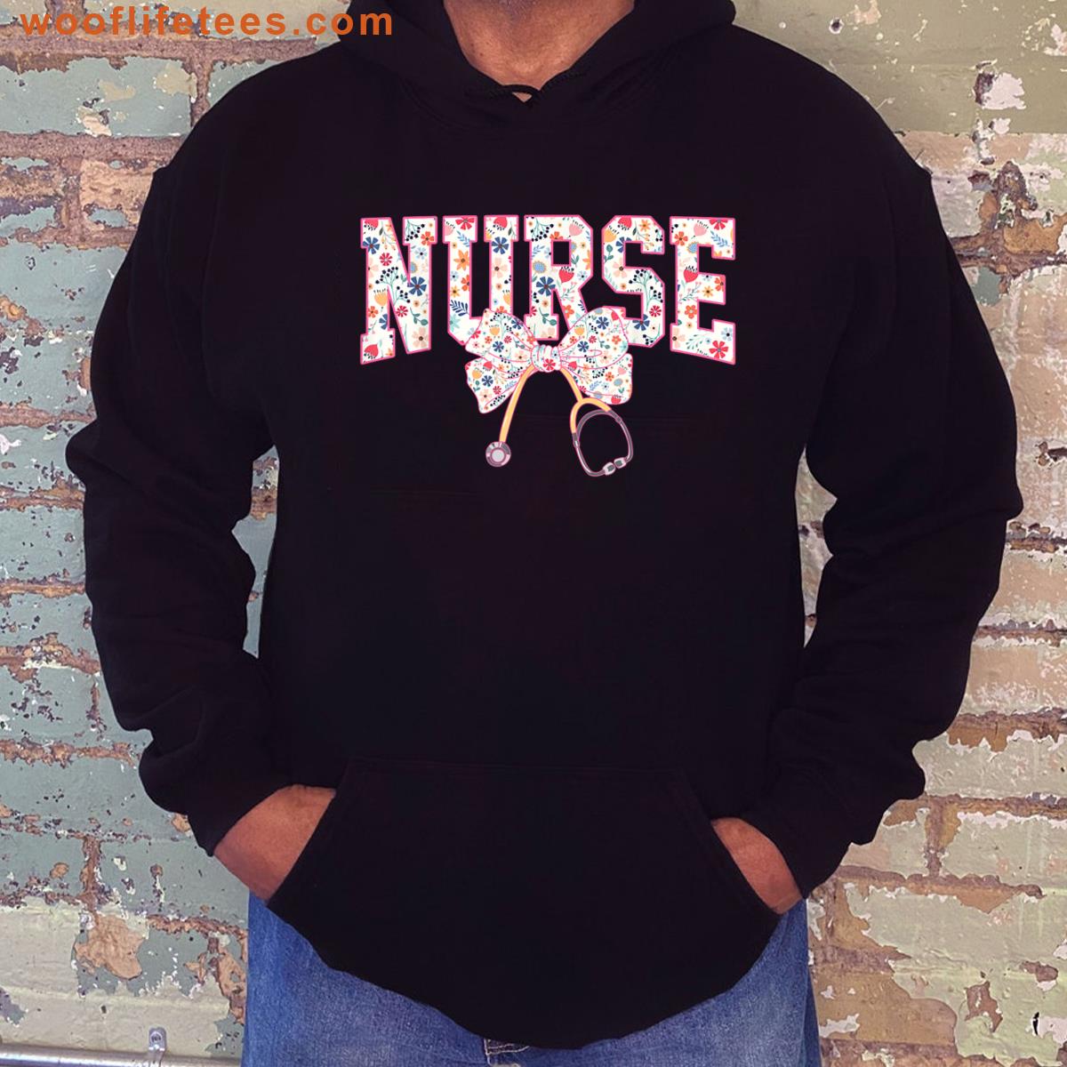 Nurse Stethoscope Bow Floral Top T-shirt