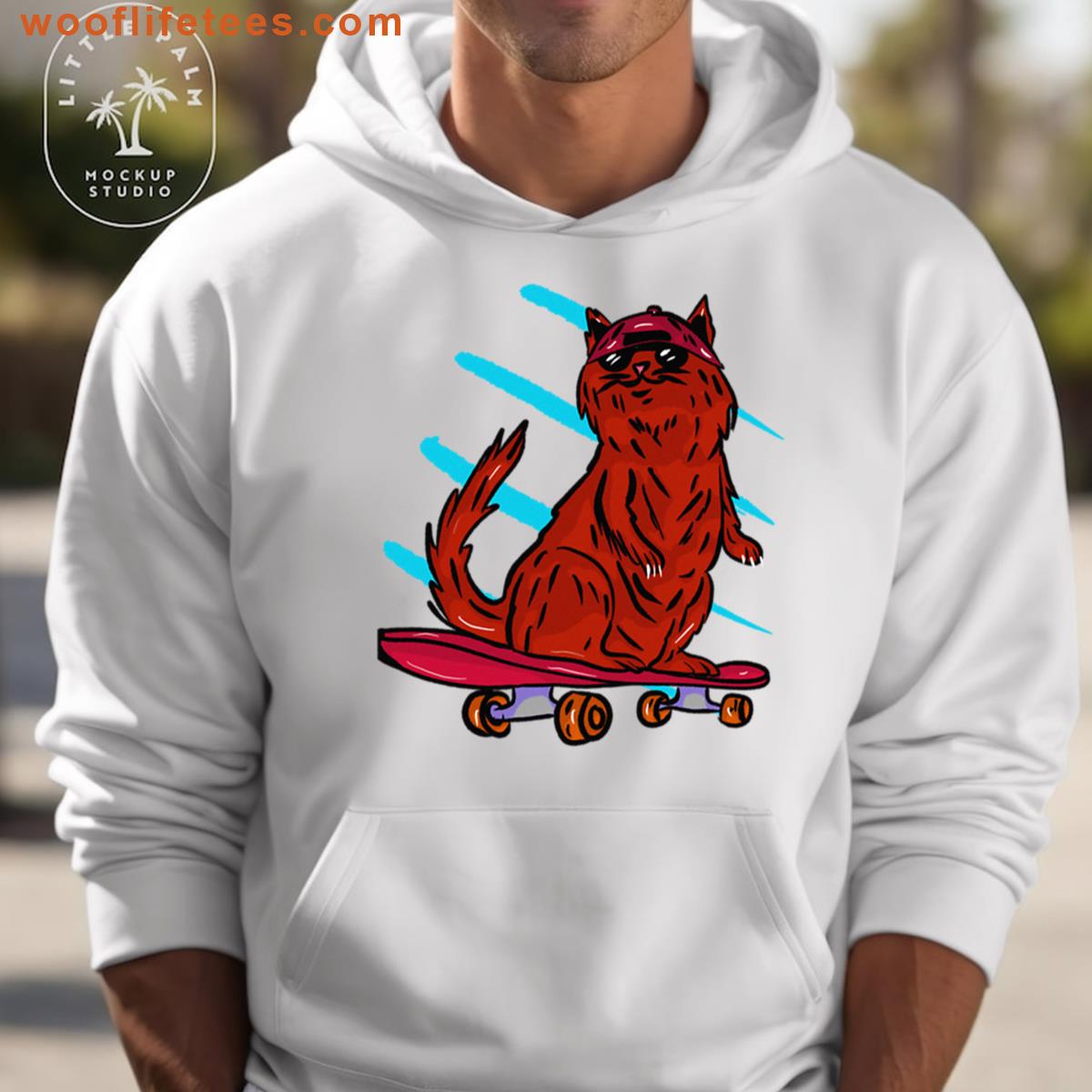 Red Cat On Skateboard T-shirt