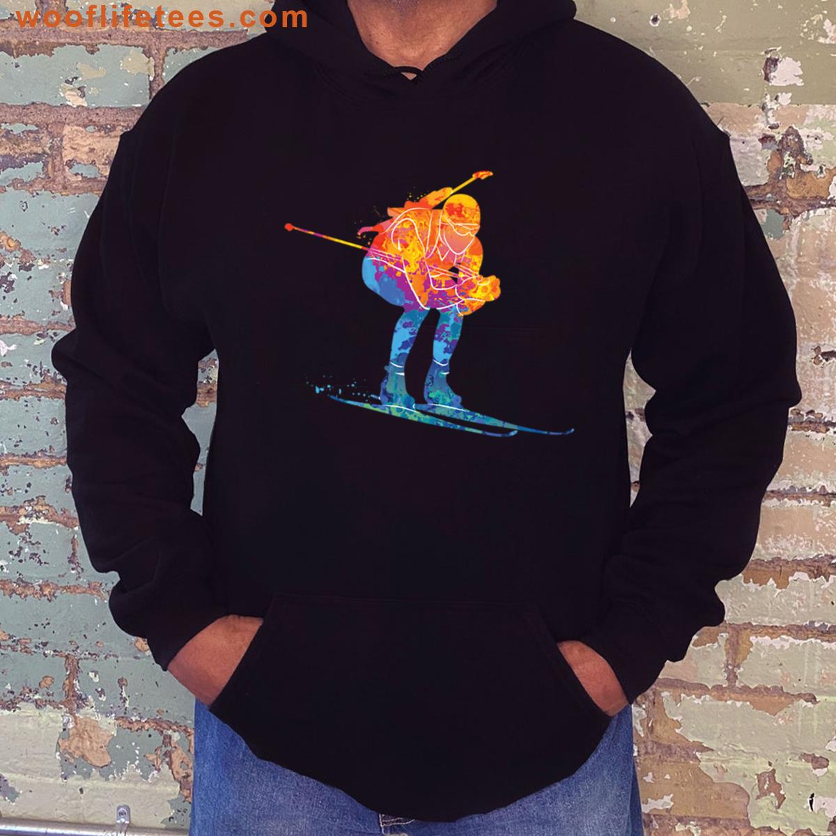 Watercolor Ski Biathlon Outdoor Adventure T-shirt