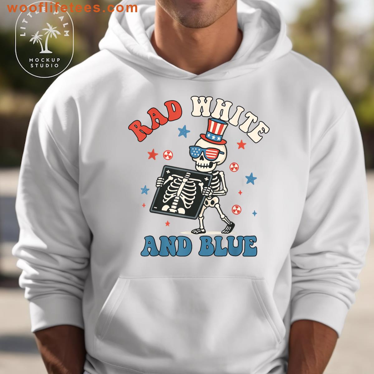 White Blue Skeleton Graphic Tee T-shirt