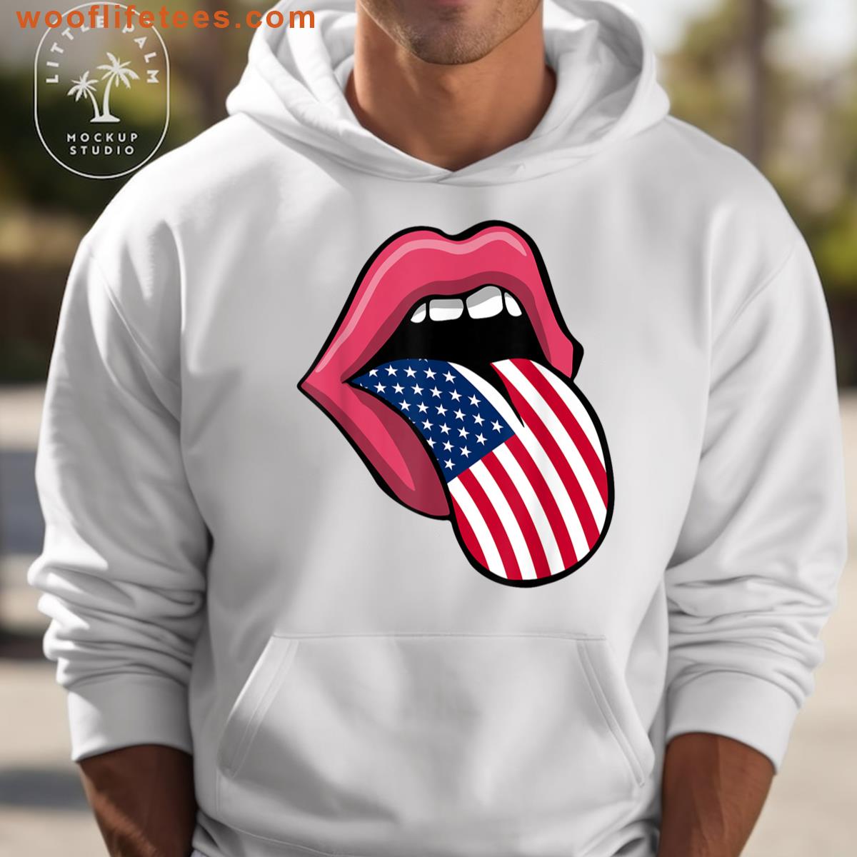 American Flag Tongue Lips T-shirt