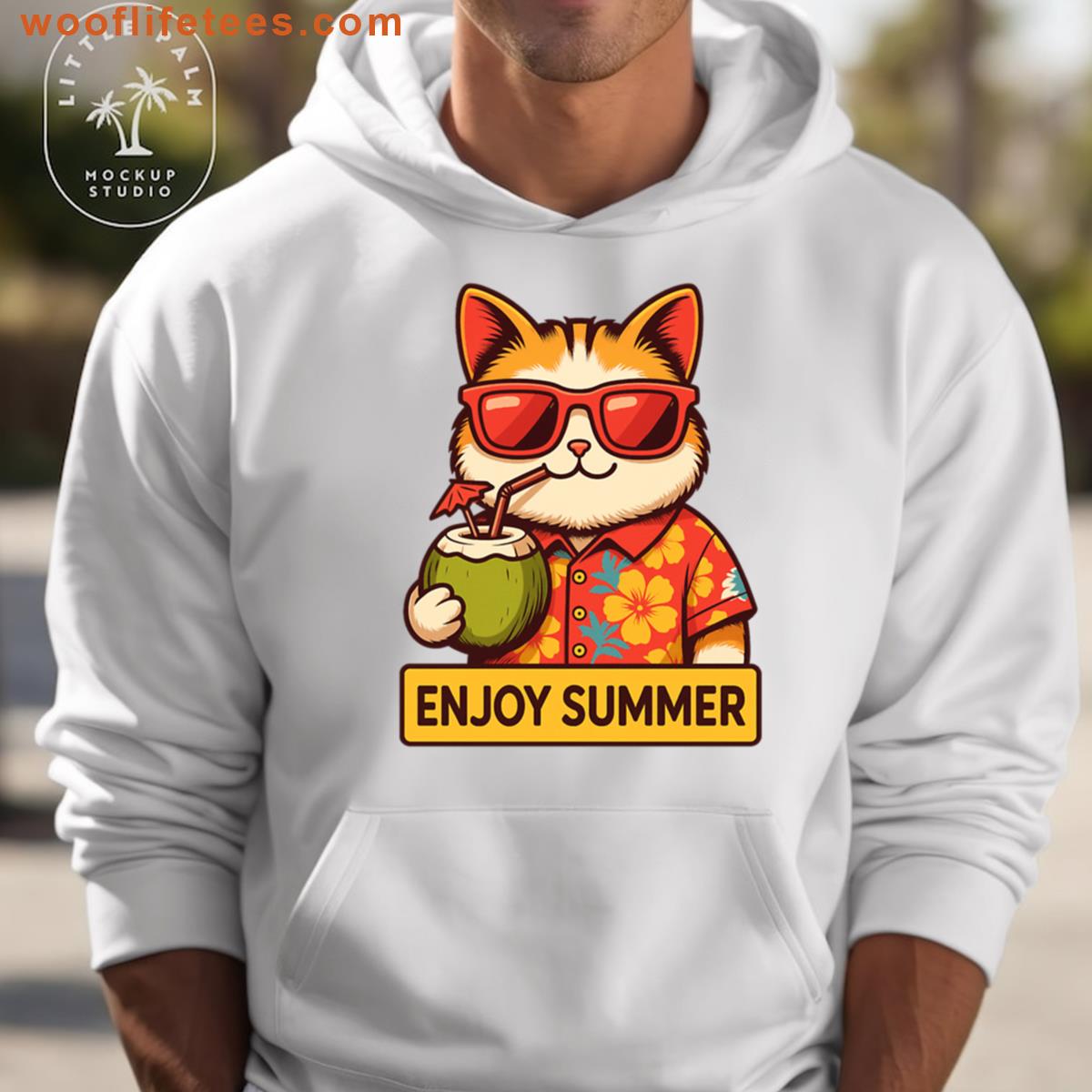 Cute Summer Cat Beach T-shirt