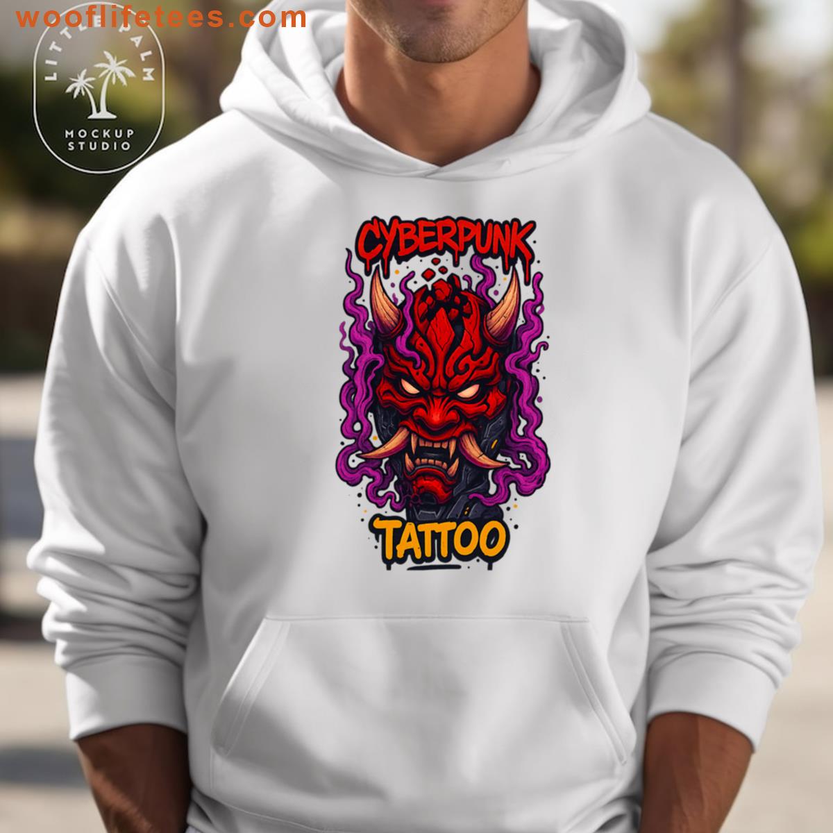 Cyberpunk Tattoo Demon Mask Design T-shirt