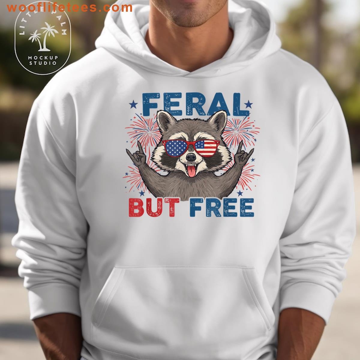 Feral But Free Raccoon Patriotic T-shirt