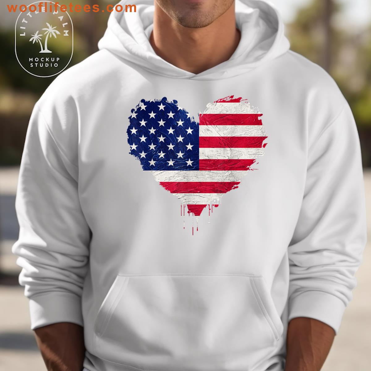 Patriotic Us America Flag Love Heart T-shirt