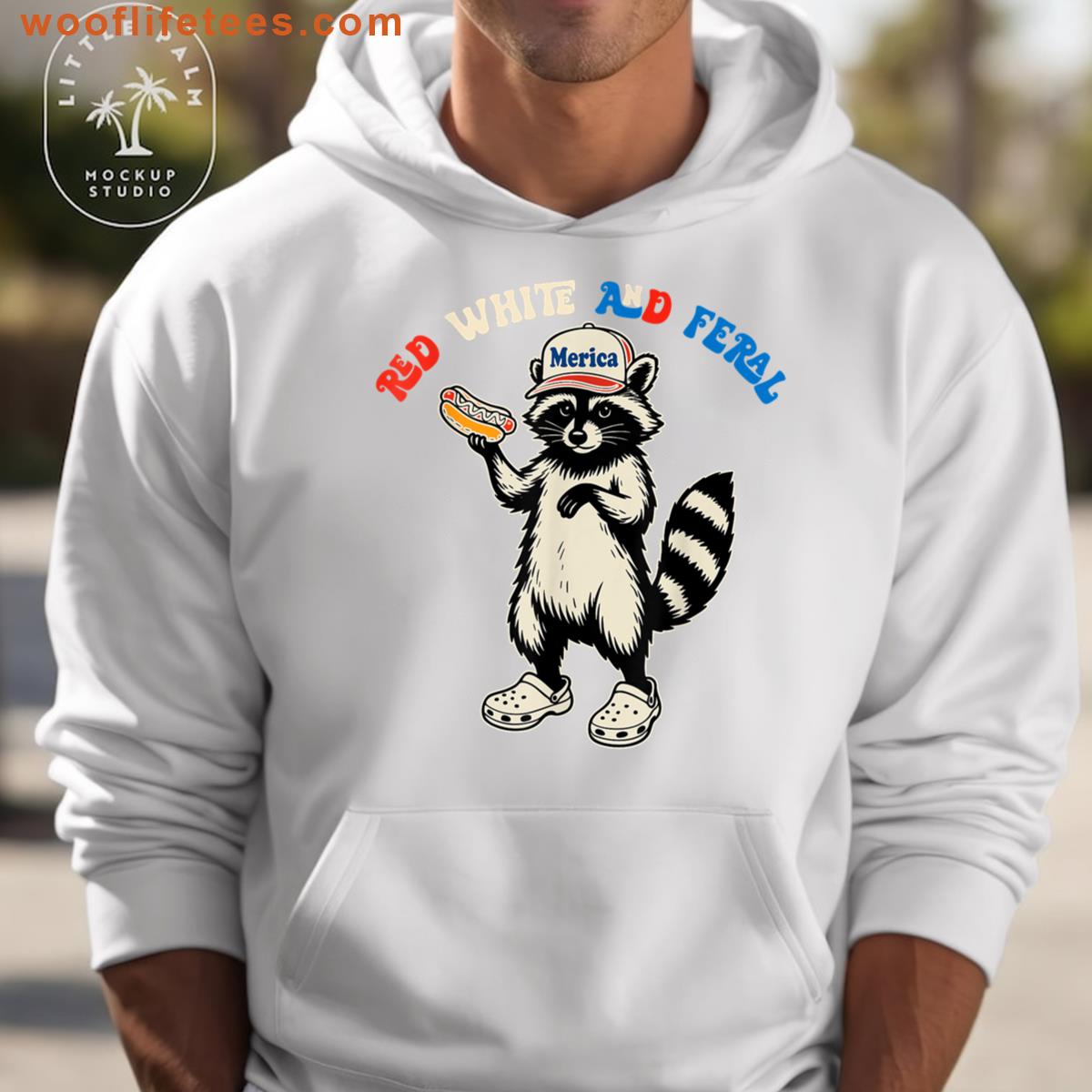 Red White And Feral Cute Raccoon T-shirt
