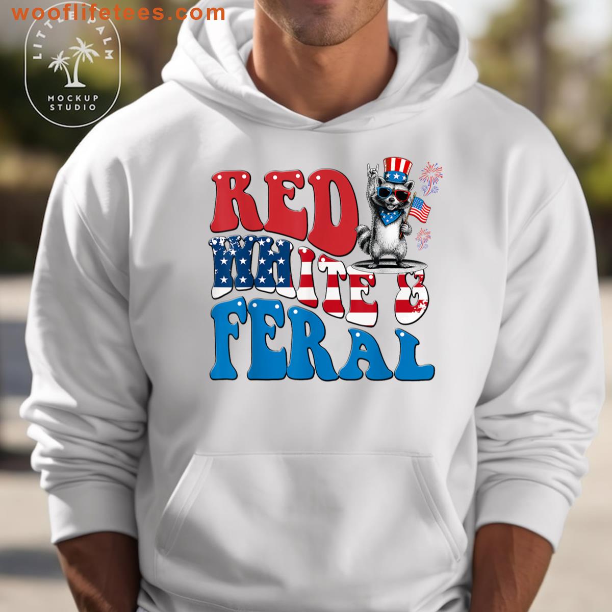 Red White And Feral Funny Raccoon Boys T-shirt