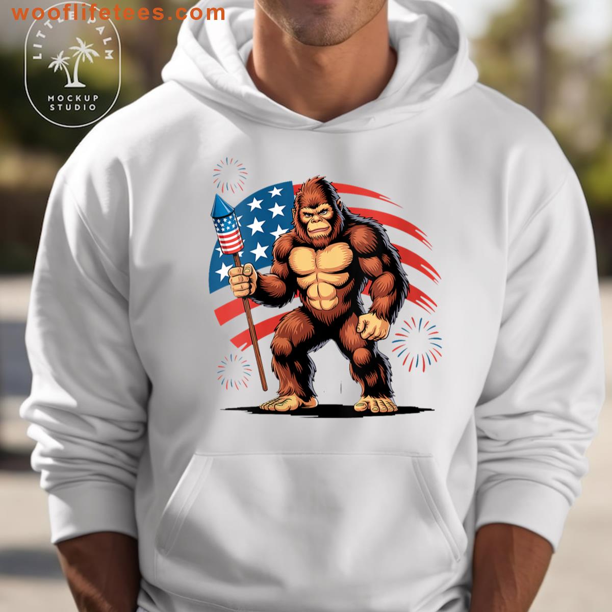 Womens American Flag Bigfoot T-shirt