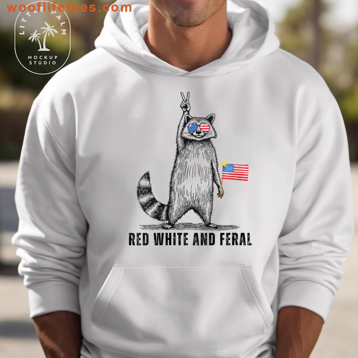 Womens Vintage Raccoon Patriotic T-shirt