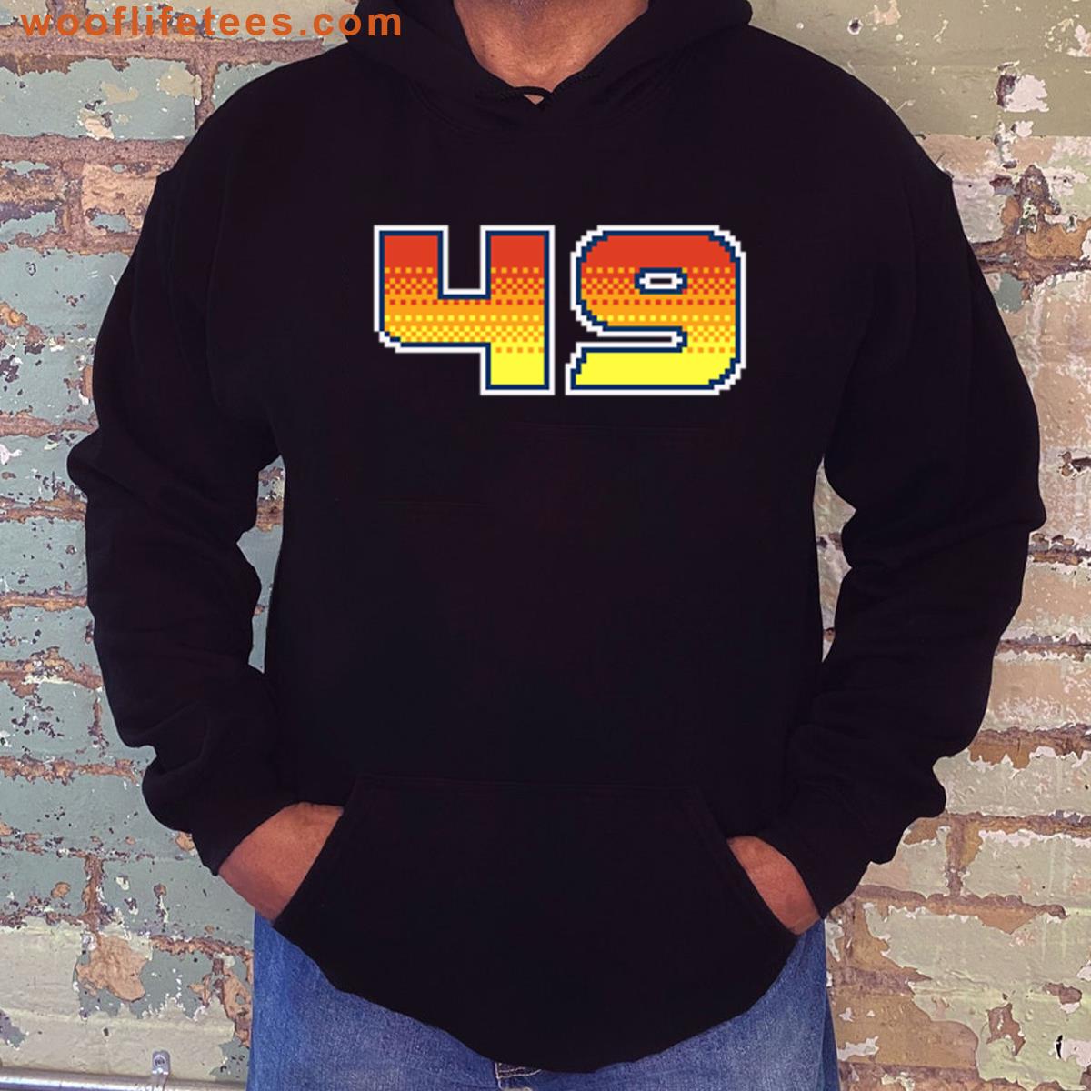 49 Forty Nine Pixel Font 49ers In Red Orange And Yellow Oversized T-shirt