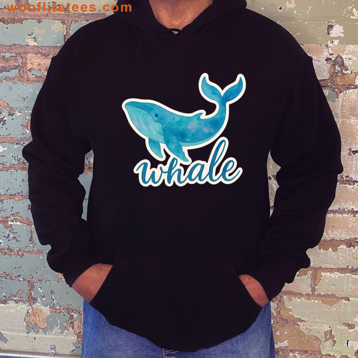 Beautiful Watercolor Whale Illustration Sticker T-shirt