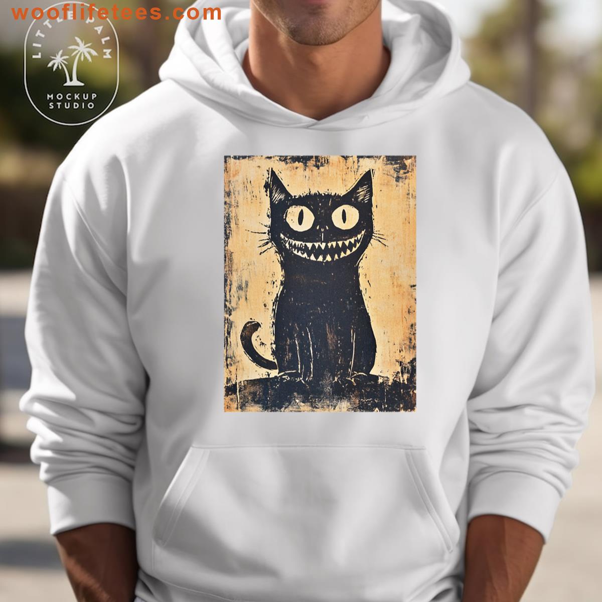 Block Print Style Image Of A Slightly Mad Cat T-shirt