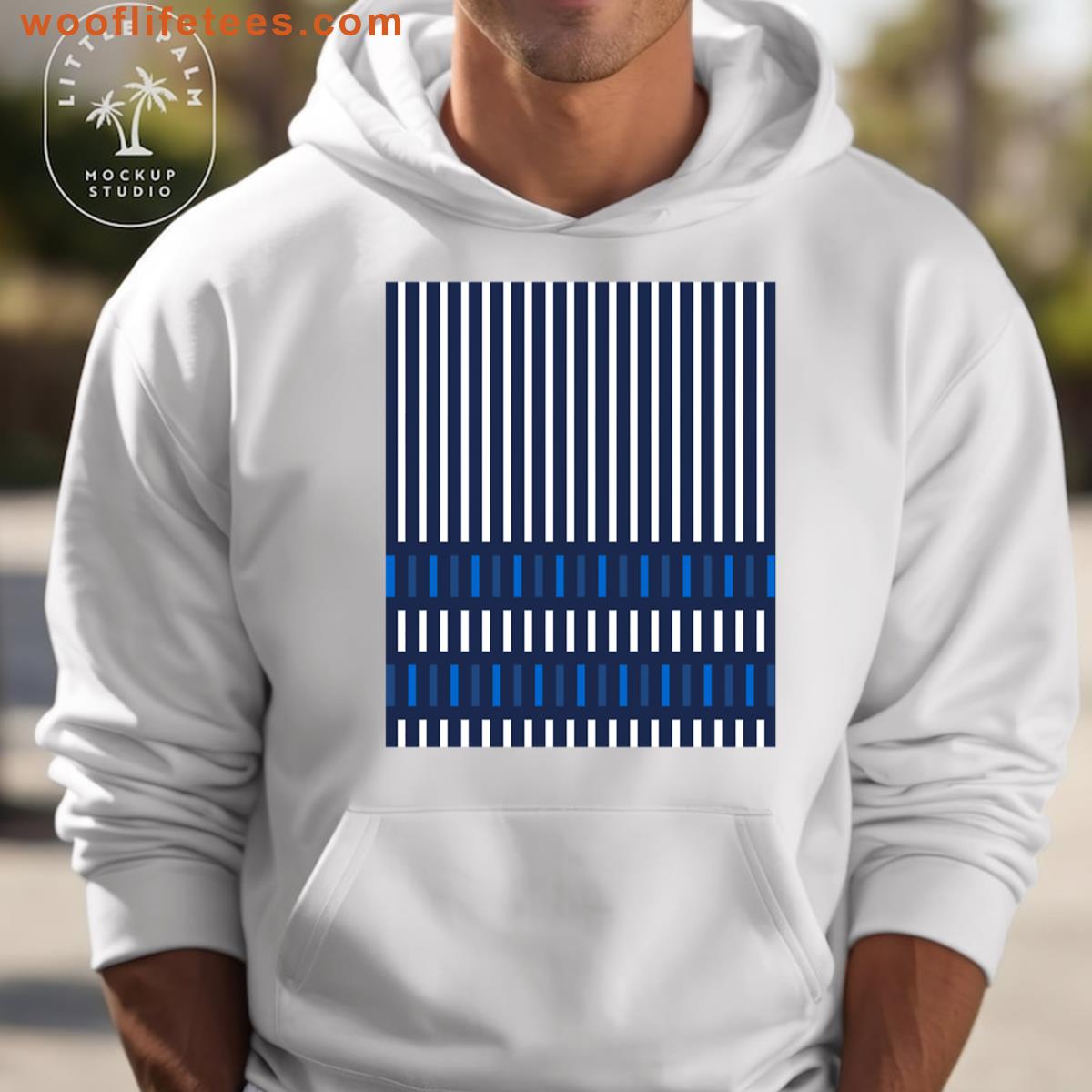 Boho Farmhouse Striped Pattern In White And Navy Blue Oversized T-shirt