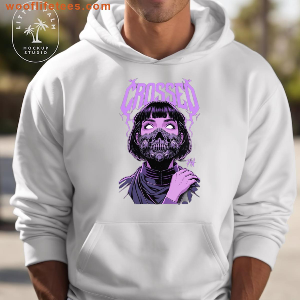 Crossed Cyberpunk Mask Dark Futuristic Warrior Design T-shirt