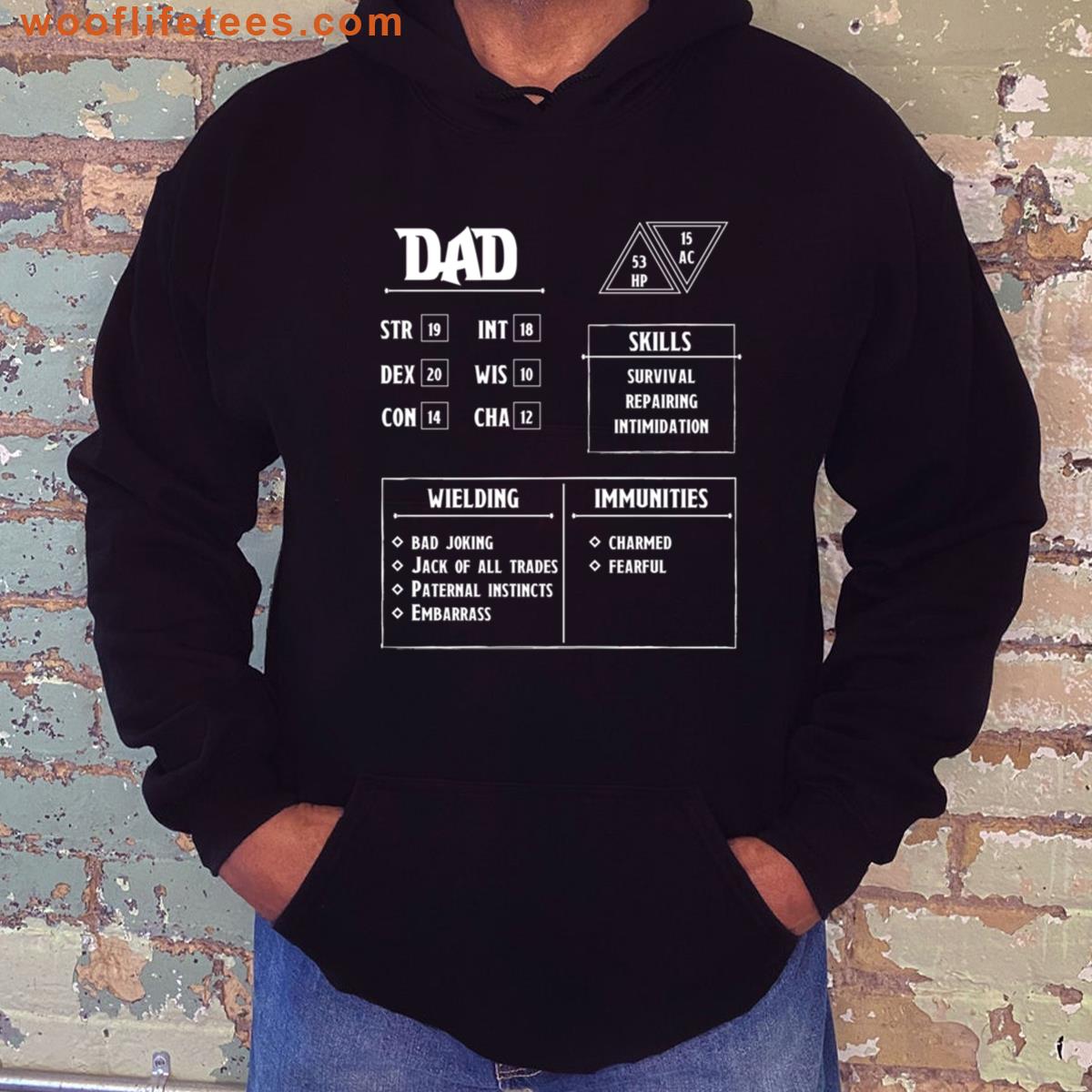 Dad Character Sheet Dungeons And Dragons Dnd Dungeons And Dragons Gifts Dnd Gifts Dungeon Master Fat T-shirt