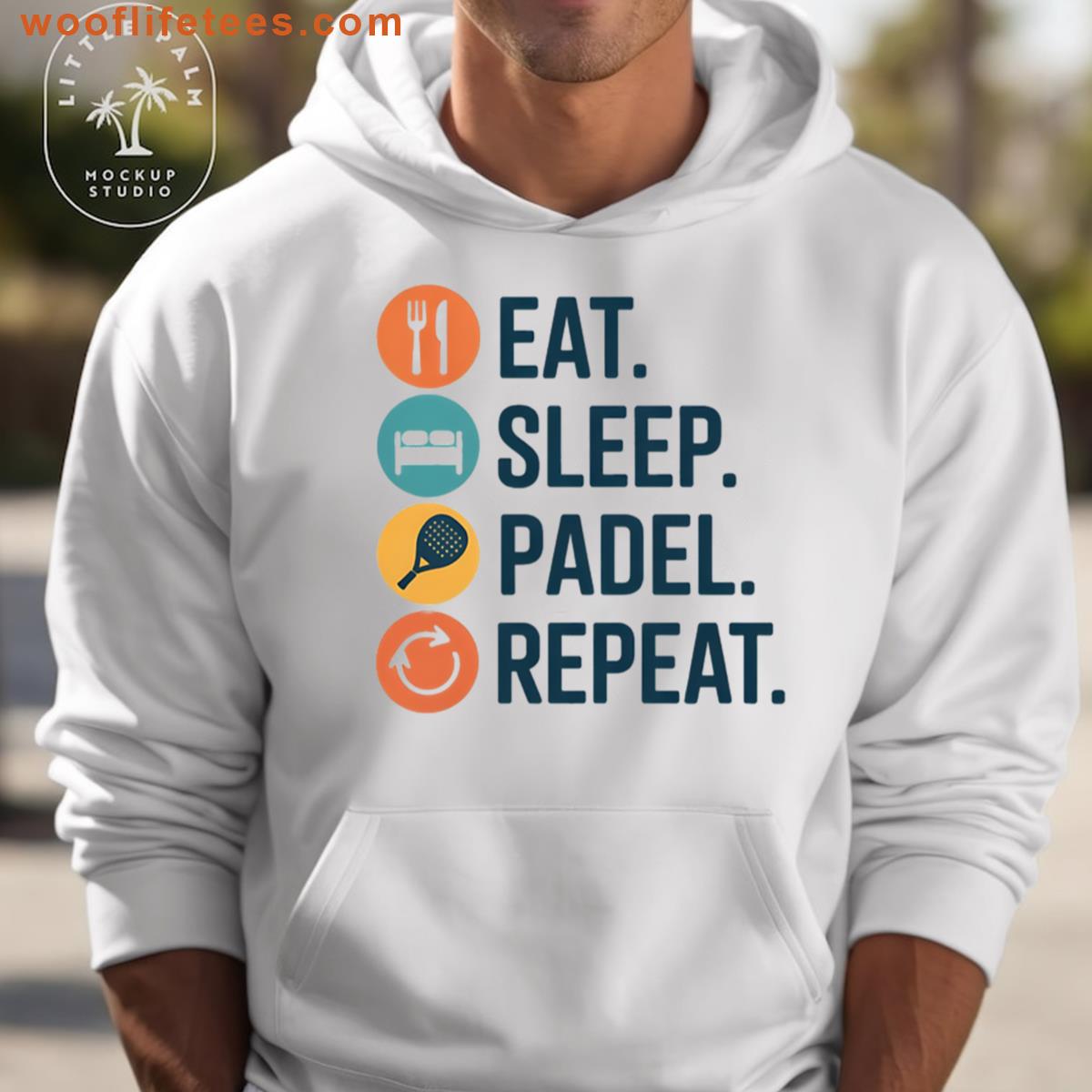 Eat Sleep Padel Repeat Funny Minimal Padel Icons T-shirt