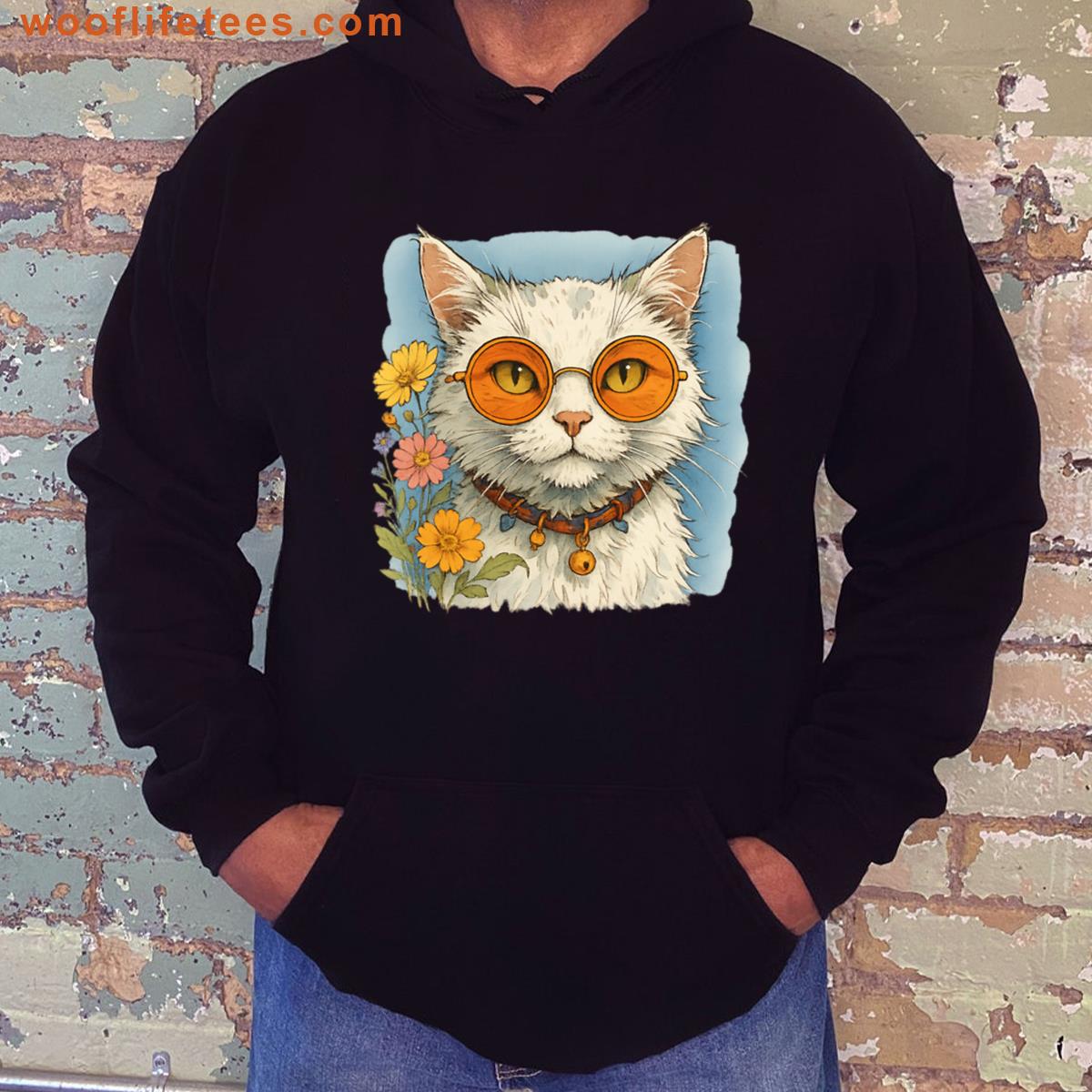 Hippie Cat Orange Glasses T-shirt