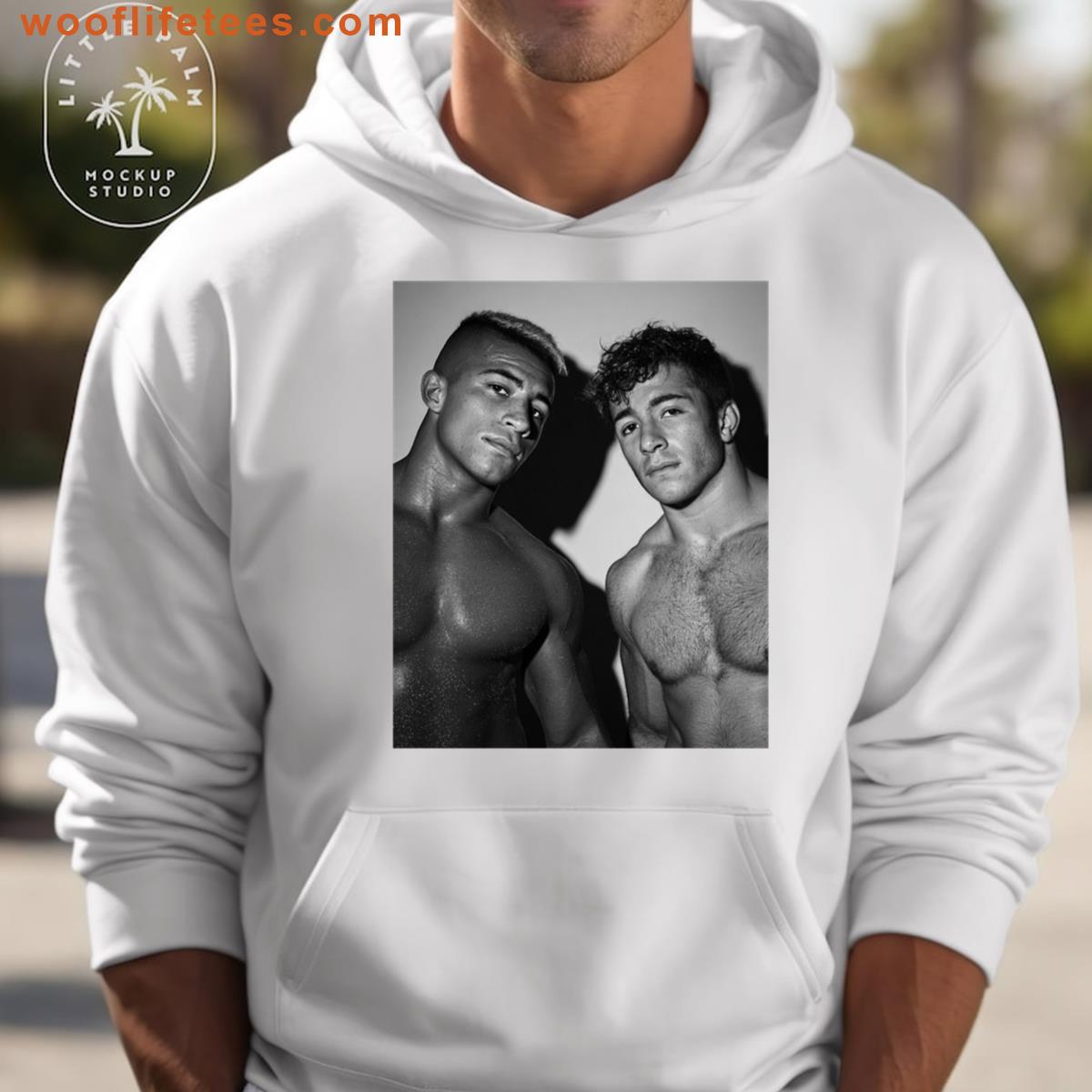 Homoerotic College Sweaty Duo Wrestlers Graphic T-shirt