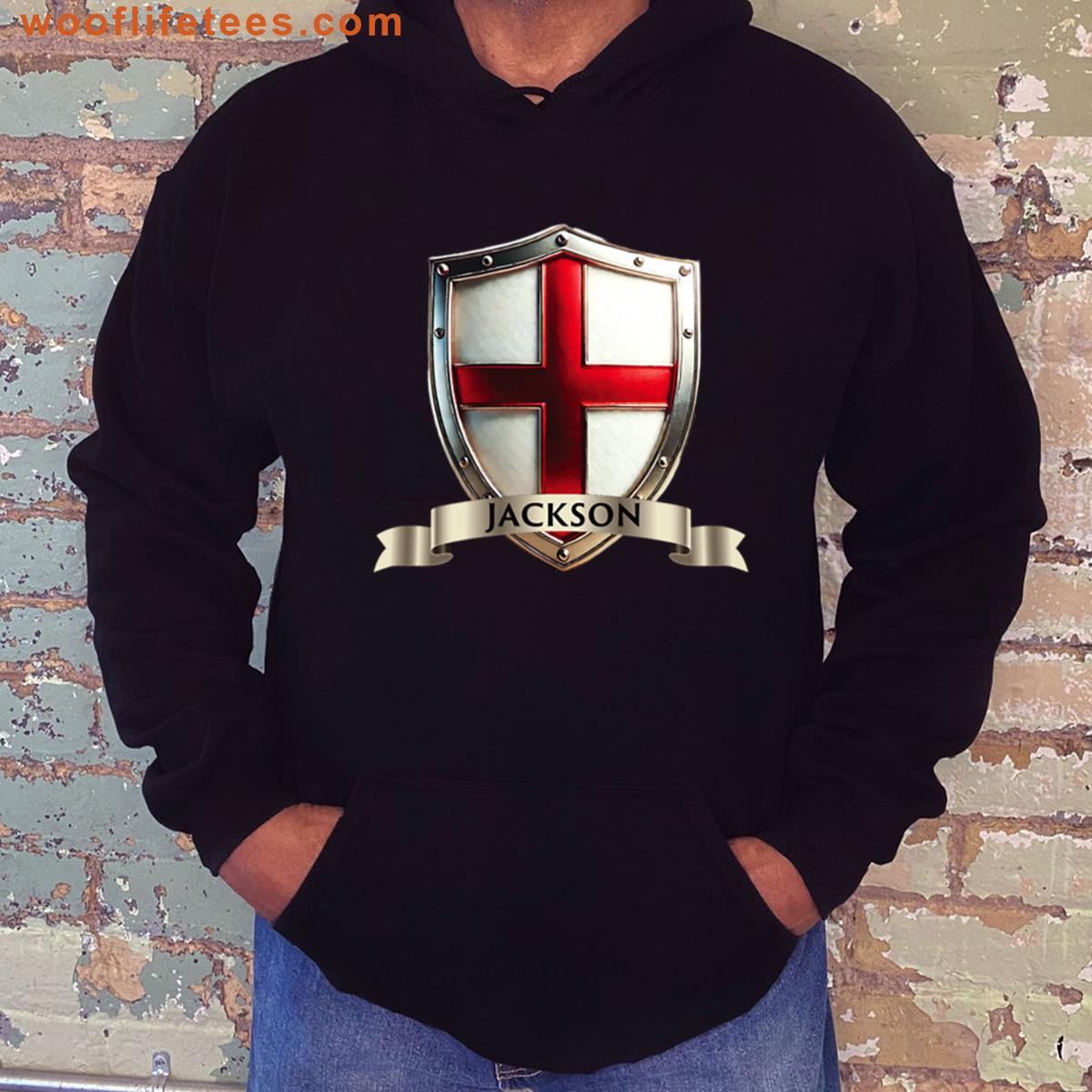 Jackson Family Crest St Georges Cross Shield And Banner T-shirt