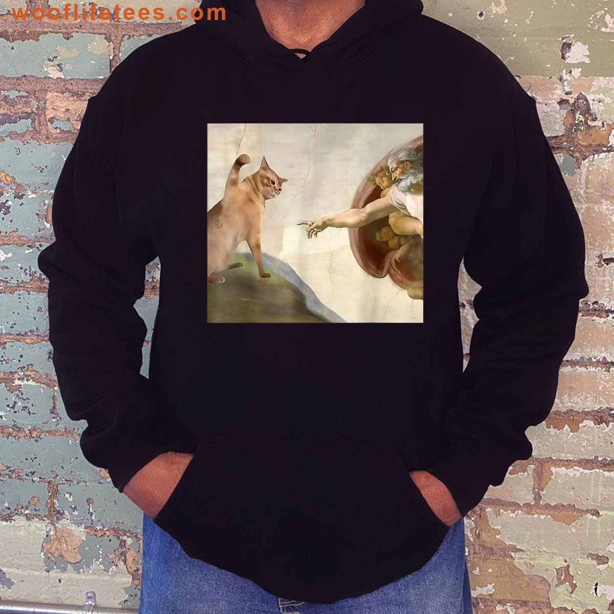 Almighty Slap Funny Cat God Creation Of Adam Meme Jesus Art T-shirt