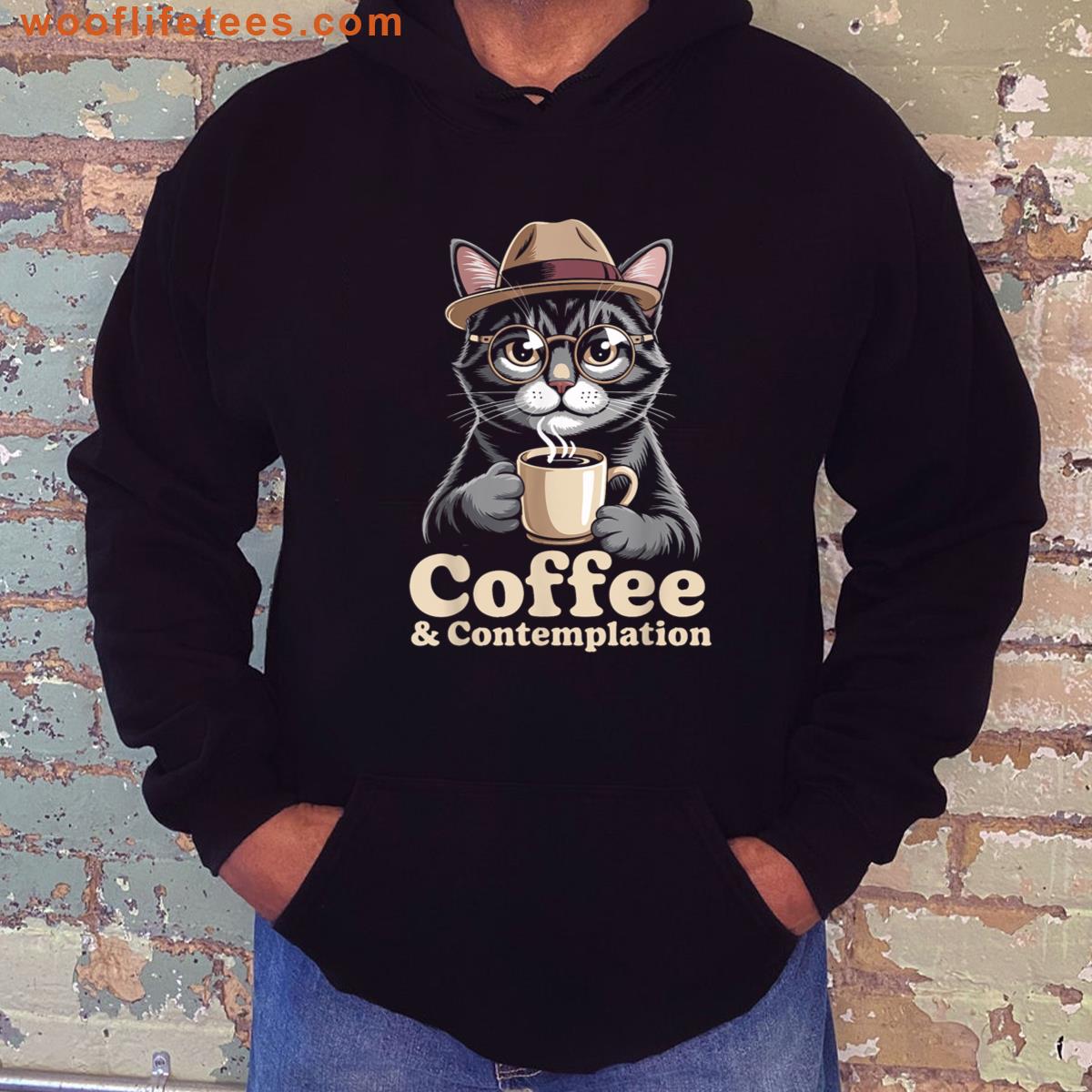 Cat Coffee Contemplation Cat T-shirt