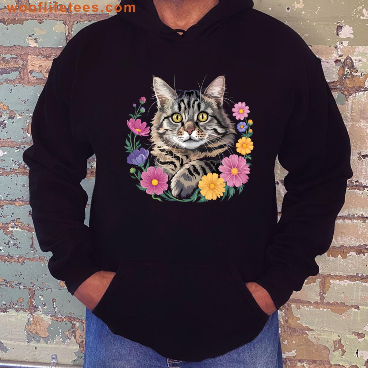 Cat Flower Floral Cute Kitten Graphic T-shirt