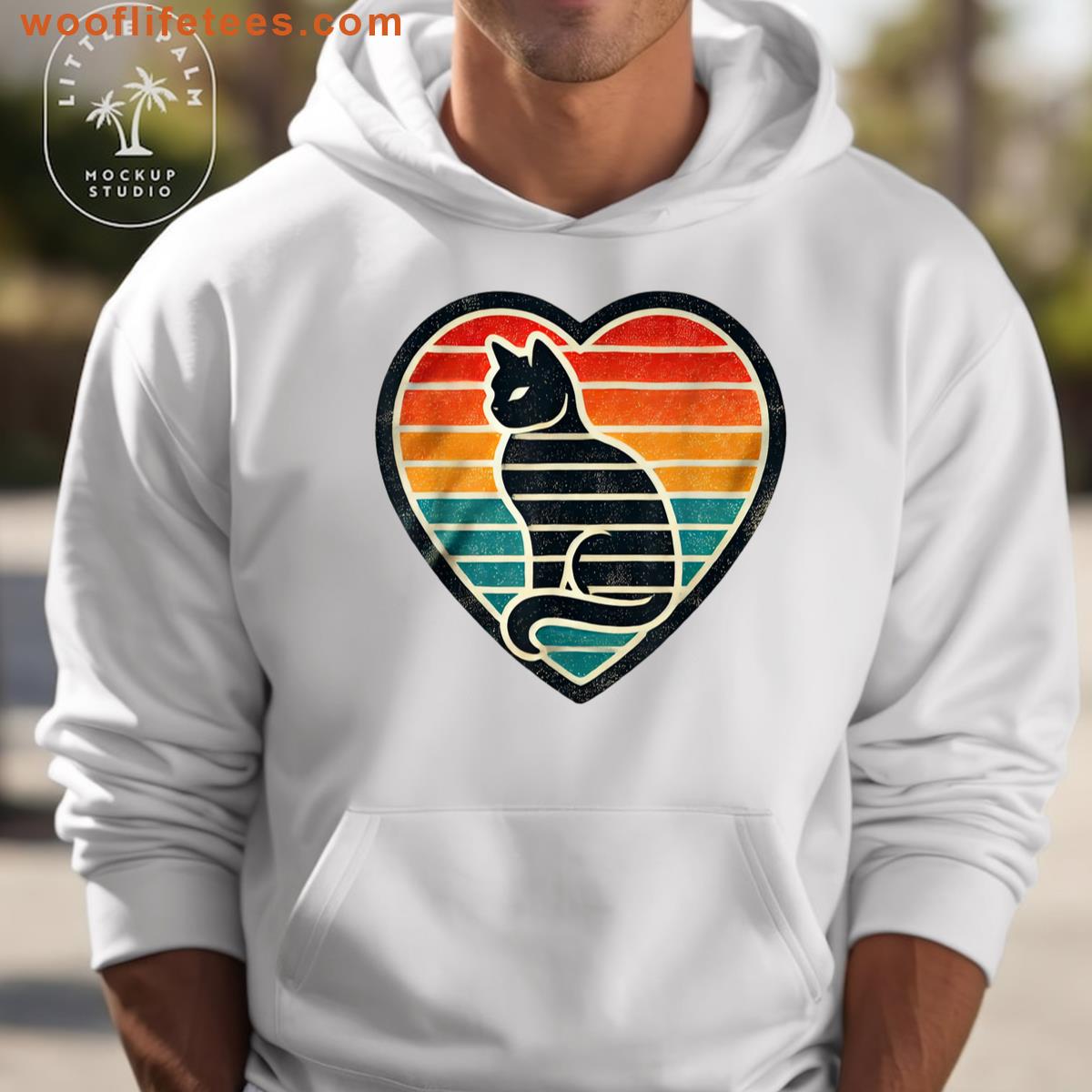 Cat Graphic Heart Retro T-shirt
