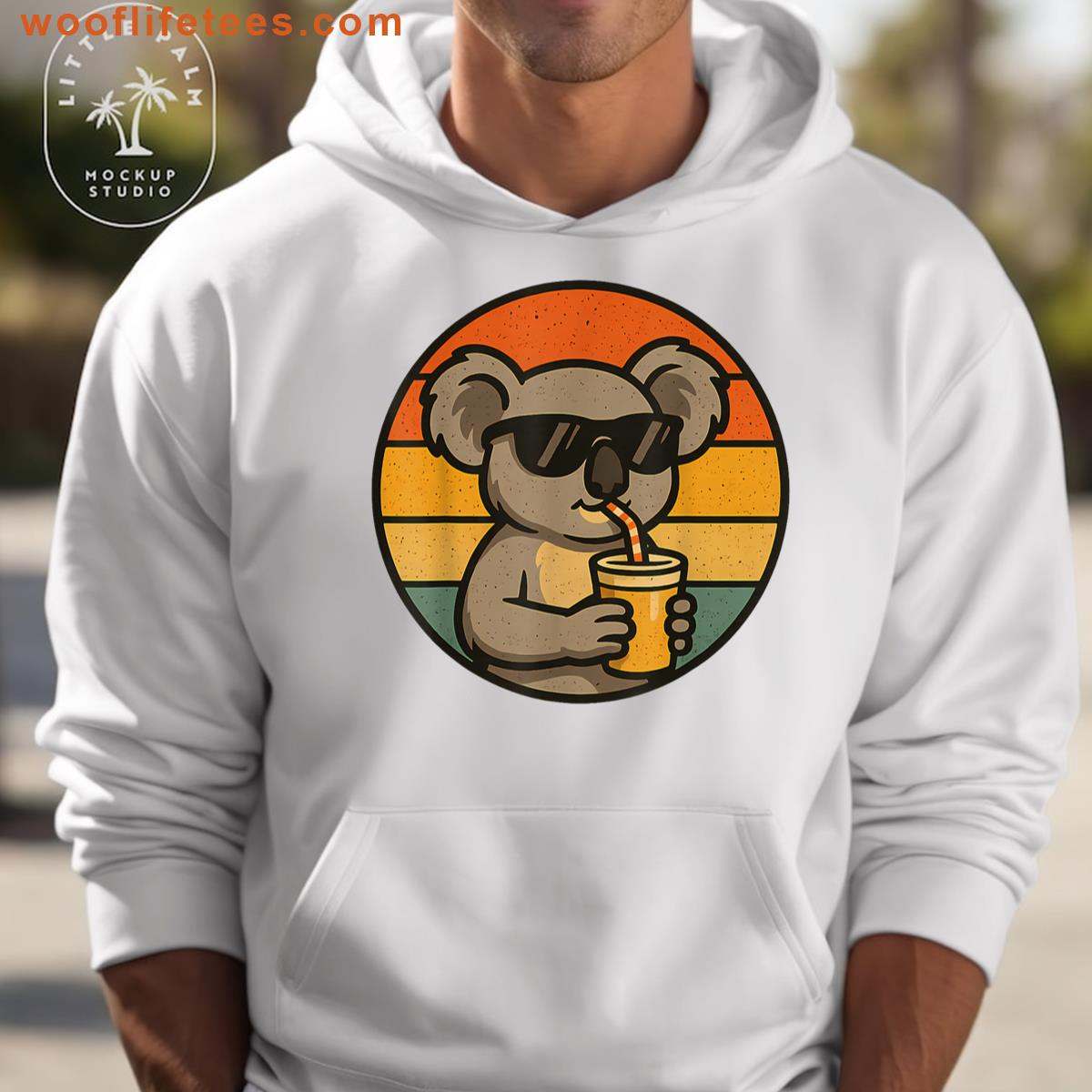 Cool Koala Sipping Drink Retro Style Funny Meme T-shirt