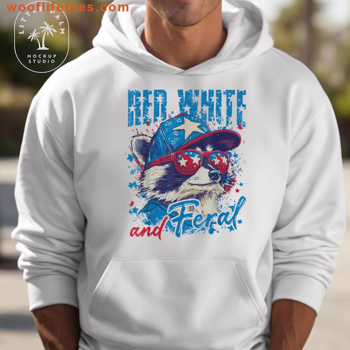 Cool Raccoon 4th Of July Patriotic Retro Red White And Feral T-shirt