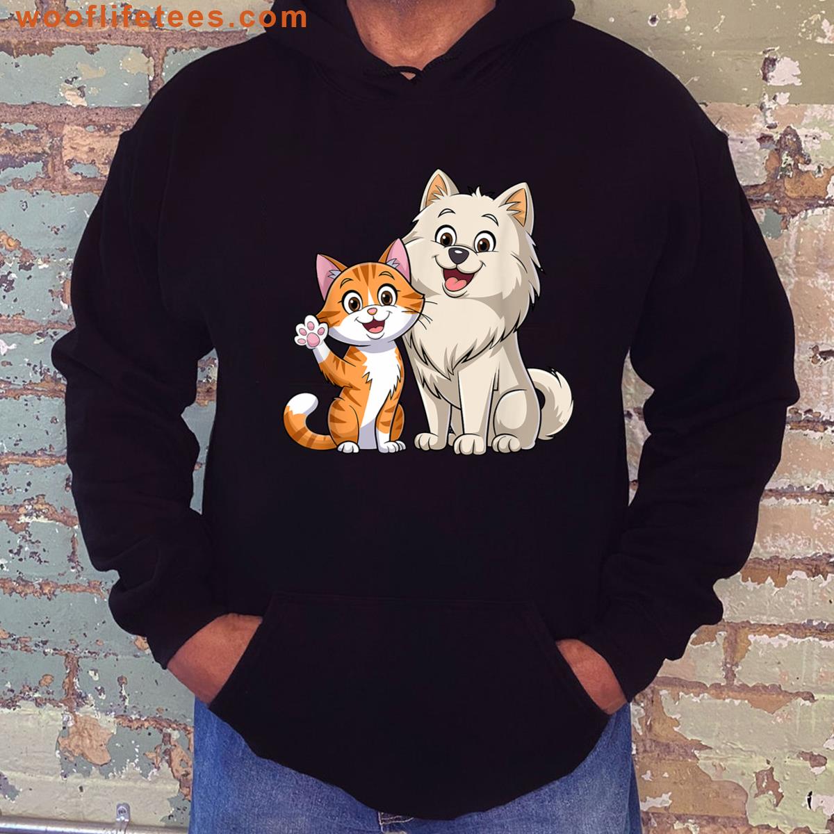 Cute Cat And Dog Design T-shirt
