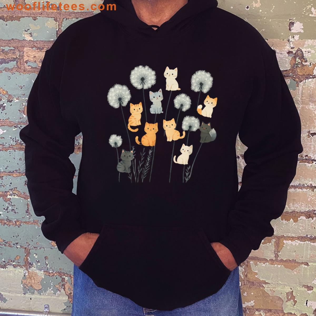 Cute Cat Dandelion Flower T-shirt