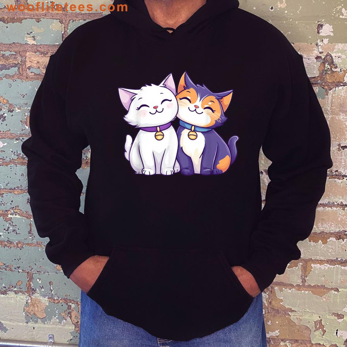Cute Kawaii Cat Couple T-shirt