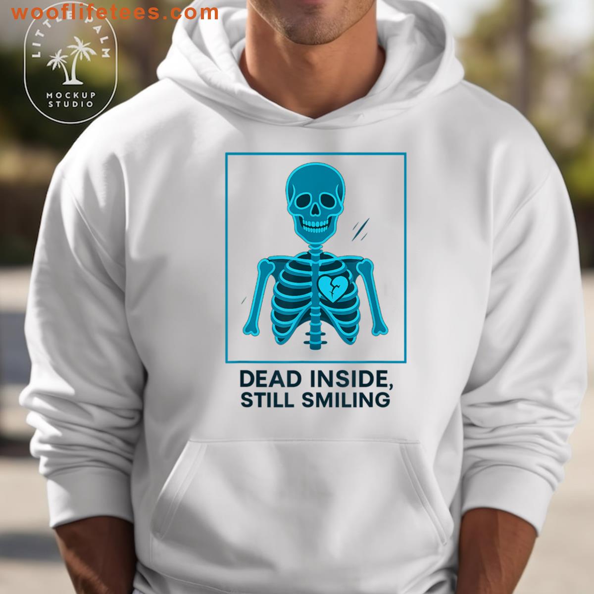 Dead Inside Still Smiling Quote Dark Humor Skeleton Pun T-shirt