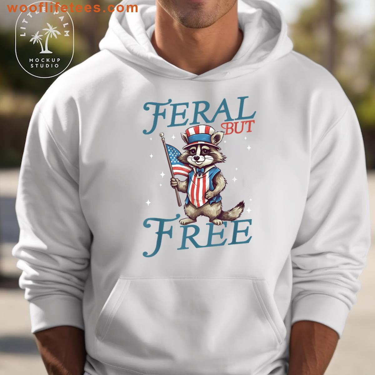 Feral But Free Fourth Of July Kids Racoon Funny Meme T-shirt