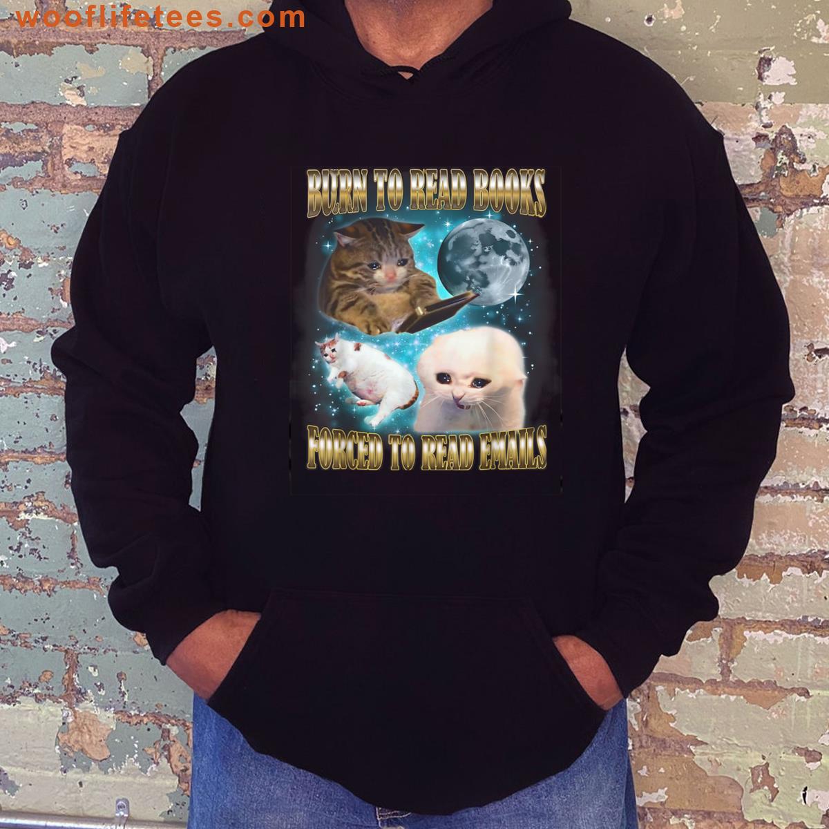 Funny Born To Read Books Force To Read Emails Cat Meme T-shirt
