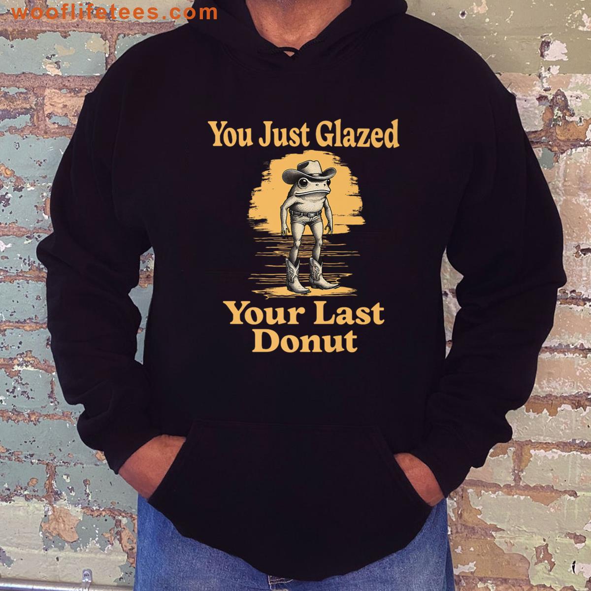 Funny Frog Wearing Cowboy Outfit Wild West Glazed Donut Premium T-shirt