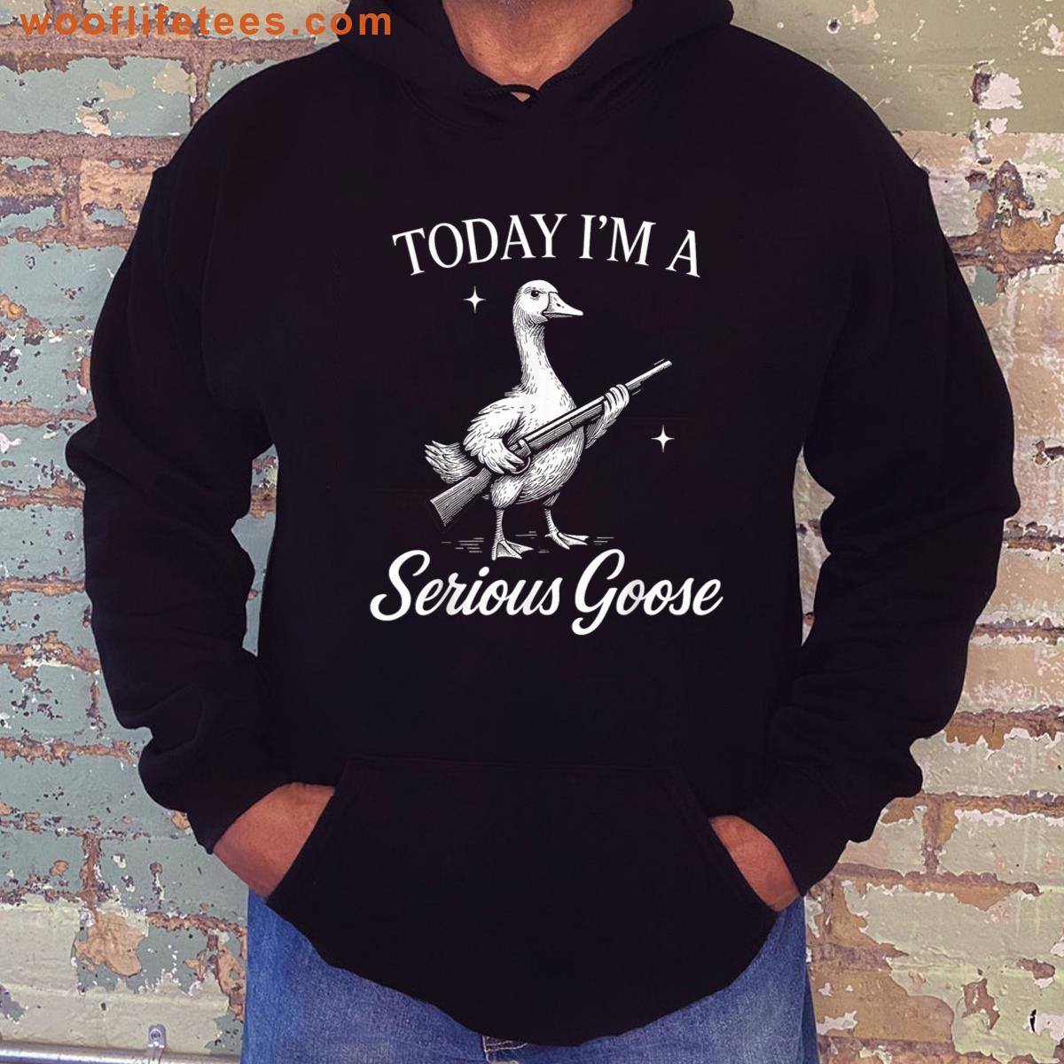 Funny Goose With Gun Today Im Serious Meme Design T-shirt