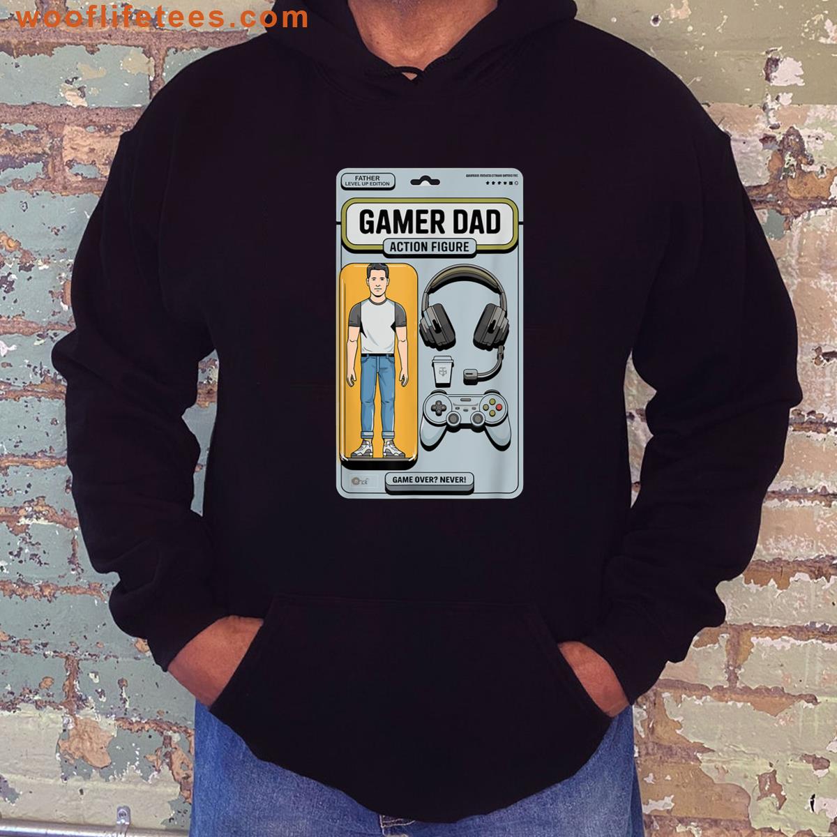 Gamer Dad Action Figure Level Up Meme Parody T-shirt