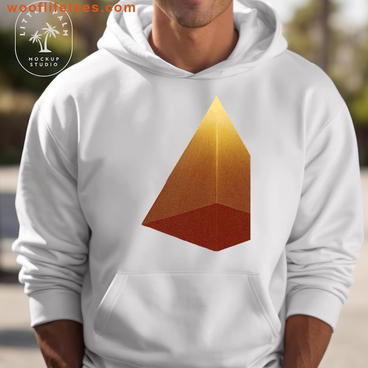 Golden Pyramid Monolithic Radiating Light Future Signal Yellow And Red Geometric Minimalist Design P T-shirt