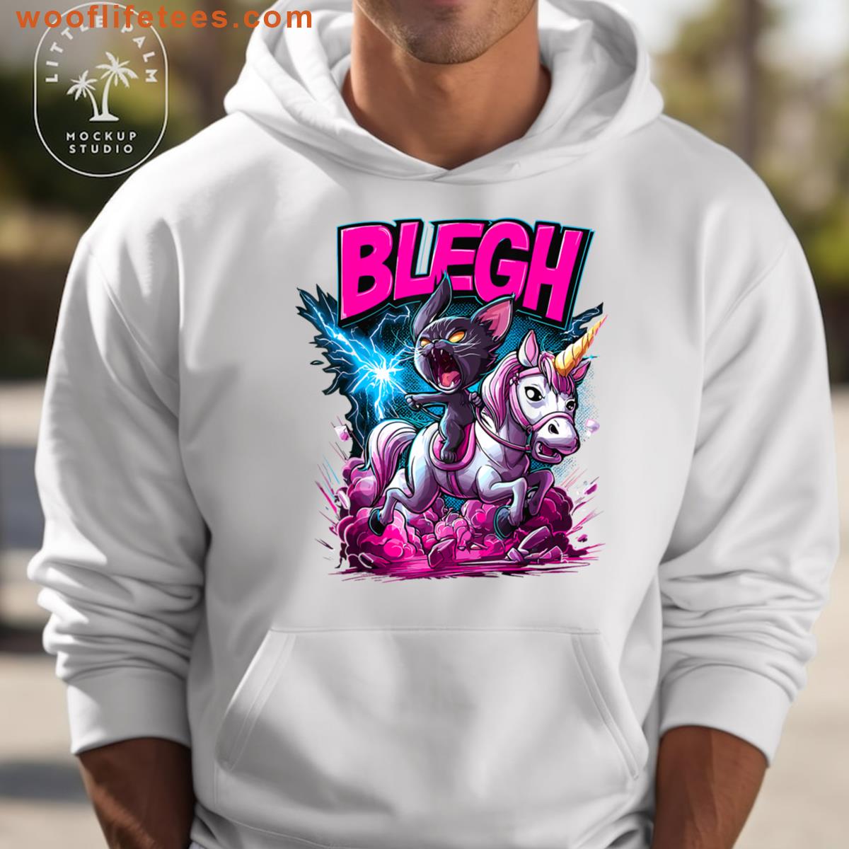 Heavy Metal Cat Riding Unicorn Blegh T-shirt