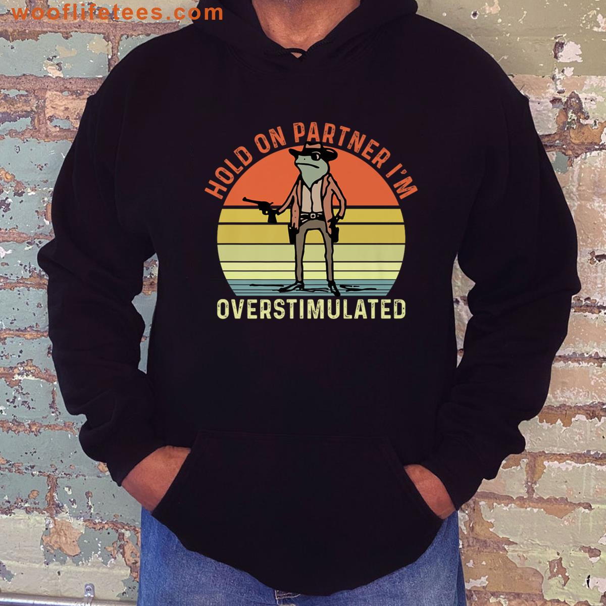 Hold On Partner Im Overstimulated Cowboy Frog Vintage Premium T-shirt